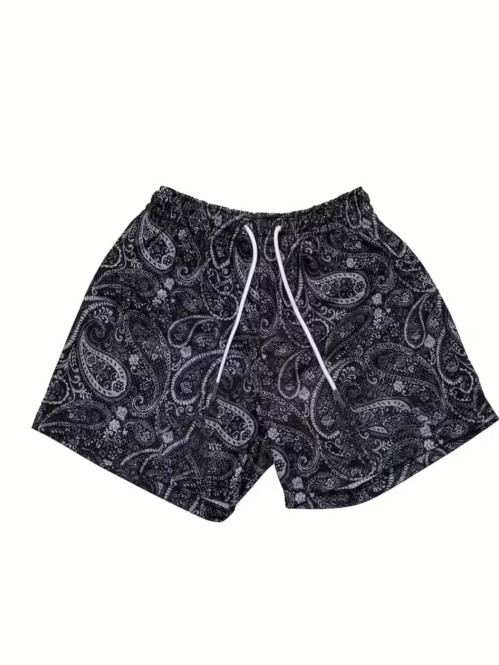 Men's Black Paisley Drawstring Shorts